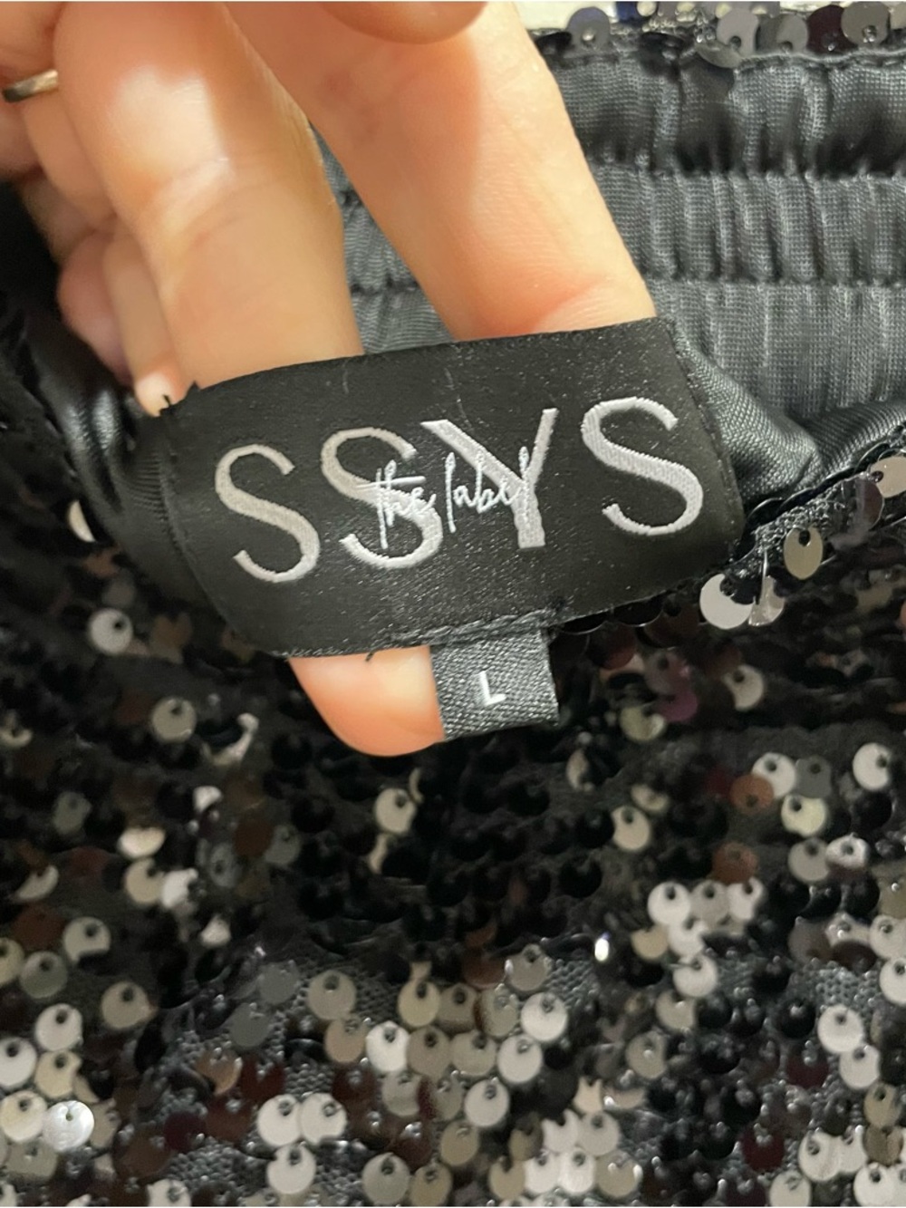 SSYS Mariah Sequin Jogger Pants Black Women Size Large Party Sparkle Lounge - Picture 4 of 7